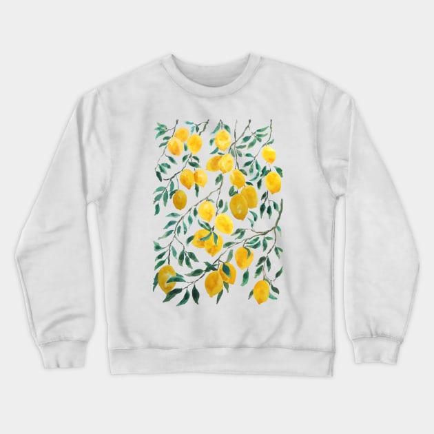 watercolor yellow lemon pattern Crewneck Sweatshirt by colorandcolor